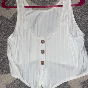 White button up crop top